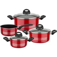 GSW Topf-Set "Milano color" Set, je 1 Kochtopf Ø 16/20/24 cm, 1x Stielkasserolle Ø 16 cm, 7 Stk. tlg. Aluminium Leichtmetall-Legierung