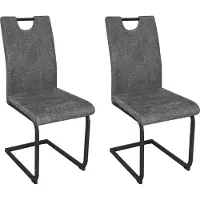 ByLiving Esszimmerstuhl 2er Set BANFF / Webstoff anthrazit / Gestell Metall schwarz matt / mit Griff / Schwinger / B 42, H 97, T 58 cm