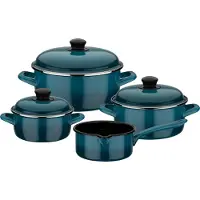 GSW Kochtopf-Set Blue Shadow 7-tlg., 190107, Stahl-Emaille, ca. 1,4 L / ca. 2,8 L / ca. 4,7 L / ca. 1,4 L