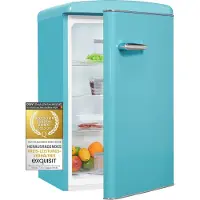Exquisit Retrokühlschrank RKS120-V-H-160F taubenblau | Standgerät | 122 l Volumen | taubenblau