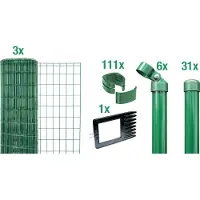 Alberts Fix-Clip Pro Gartenzaun, Höhe 81 cm, Länge 75 m, Zaun-Komplettset zum Einbetonieren, grün