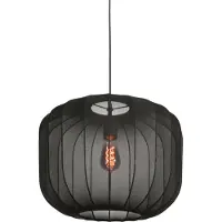 Anne Light & Home – Hängeleuchte – Sable – schwarz – Leinen und Metall – Ø 45 cm – E27 – 4191ZW