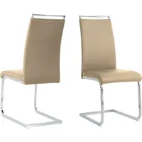 Möbilia Freischwinger-Stuhl 2er Set | Kunstleder | Freischwingergestell | B 42 x T 58 x H 101 cm | taupe – silber | 21020063 | Serie STUHL
