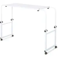 Aktiv shop GmbH ELONEO Über-Betttisch auf Rollen höhenverstellbar/breitenverstellbar, Overbed Table, Mobiler Schreibtisch, Pflegetisch, Laptoptisch, Bettbeistelltisch, Breite 119-190 cm & Höhe 78-120 cm