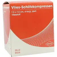 Dräco Schlitzkompressen Vlies 7,5x7,5 cm steril 4fach 25x2 St Kompressen