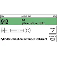 Industrial Quality Supplies Zylinderschraube DIN 912 m.Innensechskant M 4 x 4 8.8 galvanisch verzinkt