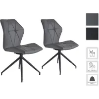 ByLiving Esszimmerstuhl "Imke", grau (grau, schwarz), B:62cm H:90,5cm T:62cm, Metall, Stühle, Esszimmerstuhl, 2er-Set, gemütlicher Esszimmerstuhl mit Steppung, 360 Grad drehbar