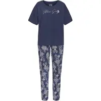 Vivance Pyjama mehrfarbig Gr. 32/34 für Damen. Rundhals und Allover-Druck, Print. Bequem. Nachhaltig.