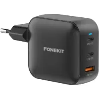 FoneKit GaN PD 100W Power Adapter, USB-C + USB-A, black