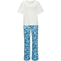 s.Oliver Pyjama mehrfarbig Gr. 32/34 für Damen. Rundhals und Print, Allover-Druck. Lässig Geschnitten. Nachhaltig.