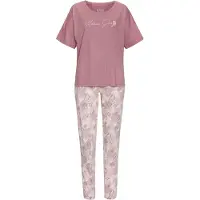 Vivance Pyjama mehrfarbig Gr. 32/34 für Damen. Rundhals und Allover-Druck, Print. Bequem. Nachhaltig.