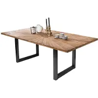 SIT Möbel Esstisch 200 x 100 cm | Tischplatte recyceltes Teak natur | Gestell Metall antikschwarz | B 200 x T 100 x H 75 cm | 15502-11 | Serie TABLES & CO
