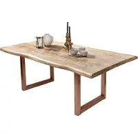 SIT Möbel Esstisch mit Baumkante | 200 cm | Tischplatte Mango-Holz natur | Kufen-Gestell Metall antikbraun | B 200 x T 100 x H 76 cm | 15492-00 | Serie TABLES & CO