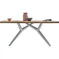 SIT Möbel Esstisch Baumkante | Platte 56 mm Akazie natur | 220 x 100 cm | Gestell Metall antiksilbern | B 220 x T 100 x H 78 cm | 15275-40 | Serie TABLES & CO