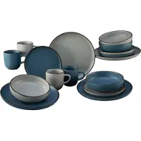 Creatable , 21016, Modern Fashion Blau, Kombiservice 16-tlg, Steinzeug