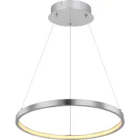 Globo Lighting Hängeleuchte Metall Nickel matt, Metall Nickel matt, Kunststoff opal, Höhe kürzbar, ø: 385mm, H: 1200mm, inkl. LED 19W 230V, 2600lm Source, 1000lm Output, 3000K