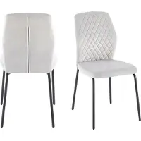 SalesFever Stuhl mit Samtbezug im 2er Set | Wabensteppung im Rücken | 4-Fuß-Gestell Metall | B 46,5 x T 56,5 x H 92 cm | hellgrau – schwarz
