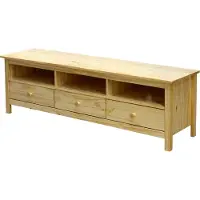 Möbilia TV-Lowboard | 3 Schubladen, 3 offene Fächer | Kiefer-Holz massiv | B 158 x T 40 x H 47 cm | naturfarben | 19020049 | Serie LOWBOARD