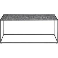 SalesFever Couchtisch 110 x 55 cm | rechteckig | 6 mm Glasplatte mit Strukturoptik | Metallgestell | B 110 x T 55 x H 45 cm | Schwarz
