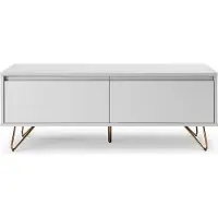 SalesFever Lowboard aus MDF | 1 Schublade und 1 Klappfach | Beine Metall mit Messinglegierung | B 120 x T 40 x H 45 cm | weiß