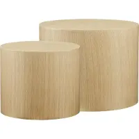 SalesFever Couchtisch 2er-Set | rund | MDF mit Eichenholzfurnier | B 48/38 x T 48/38 x H 38/32 cm | Natur