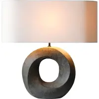 SalesFever Tischleuchte Keramik/Leinen Grün/Beige