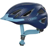 ABUS Stadthelm Urban-I 3.0 - Fahrradhelm mit Rücklicht, chirm und Magnetverschluss - für Damen und Herren - Dunkelblau, Größe S (51-55 cm)