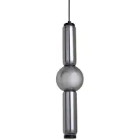 LUCANDE LED-Hängeleuchte Savete, rauchgrau, Glas, Ø 12 cm