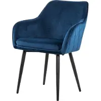 SalesFever Esszimmerstuhl | Stoffbezug in Samt-Optik | höhenverstellbares Metallgestell | Diamantsteppung | B 61 x T 60 x H 85 cm | blau – schwarz