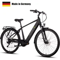 SAXONETTE E-Bike Deluxe Sport ,10 Gang, Mittelmotor, 418 Wh integrierter Akku, Pedelec, Elektrofahrrad, Trekkingrad (Ramenhöhe 54 , Schwarz)