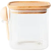 Pebbly 2tlg. Set: Vorratsglas in Transparent/ Hellbraun - 800 ml - onesize