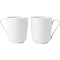 Lyngby Porcelæn Rhombe White Mug With Handle-33 Cl-set Of 2 Tassenset