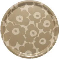 Marimekko Mini Unikko Tablett Ø 31 cm Plywood Hellbraun/Beige