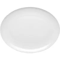 Lyngby Porcelæn - Rhombe Weiß Ovale Servierplatte - 42x32 cm