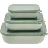 Mepal Set Frischhaltedosen Cirqula - Mikrowellengeschirr - Multikom rechteckig flach 3-teilig (500+1000+2000 ml) - Nordic sage - Meal prep boxen