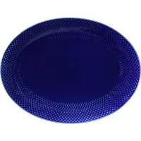 Lyngby Porcelæn - Rhombe Color Ovale Servierplatte - 35x26,5 cm - Dunkelblau