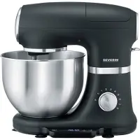 Severin Küchenmaschine mit Waage, Knetmaschine bis 3kg Kuchenteig, Teigmaschine mit Knethaken, Flachrührer und Schneebesen, 1.000W, Edelstahl, KM 3898