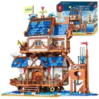KiddiCraft Reobrix Mittelalterlicher Angelladen Bootshaus Baustein-Set