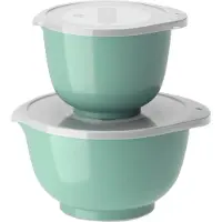Mepal Rosti Rührschüssel Set 2tlg. mit Deckel "Margrethe" New türkis (nordic green) 1,5+3,0L