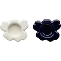 Marimekko - Unikko Teelichthalter, weiß matt / cobalt (2er-Set) (60th Anniversary Collection)