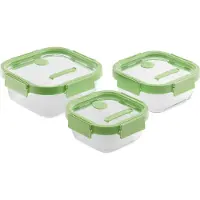 Lékué Frischhaltebox Dose Glas Quadratisch Green (3er Set)
