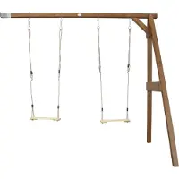 Axi Doppelschaukel Anbau aus FSC Holz in Braun | Schaukel für 2 Kinder / Kinderschaukel | Anbauschaukel für den Garten