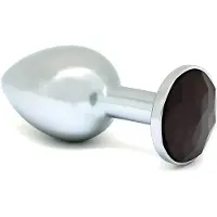 Rimba XS - silberner Metall-Buttplug mit schwarzem Stein