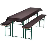 NYVI Bierbankauflagen Set NYVIGala 3 teilig - Auflagen für Bierzeltgarnitur - Tischdecke für Biertisch & Sitzpolster für Bierbänke, Farbe:Braun, Größe:240x70 cm