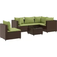 vidaXL 6-tlg. Garten-Lounge-Set mit Kissen Braun Poly Rattan