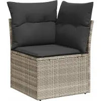 vidaXL Garten-Ecksofa mit Kissen Hellgrau Poly Rattan