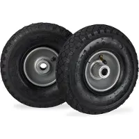 Relaxdays Sackkarrenrad 3.00-4, 2er Set, luftbereift, bis 100 kg, 260 x 85 mm, Ersatzrad mit Stahlfelge, schwarz-grau