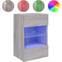 vidaXL TV-Wandschrank mit LED-Leuchten Grau Sonoma 58,5x30x60,5 cm