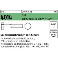 Industrial Quality Supplies Sechskantschraube ISO 4014 m.Schaft M 8 x 75 8.8 galvanisch verzinkt 8 DiSP+SL