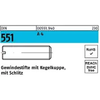 F. REYHER Nchfg. GmbH & Co. KG Gewindestift DIN 551 m.Kegelkuppe/Schlitz M 3 x 10 A 4